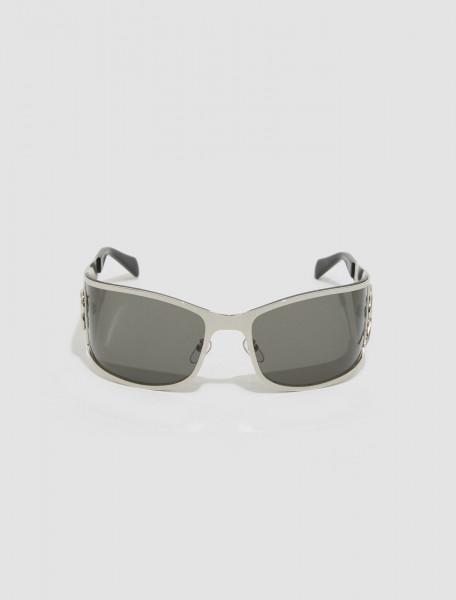 Blumarine - Metal Wrap-Around Sunglasses in Carbon Silver - 4W268A-01440