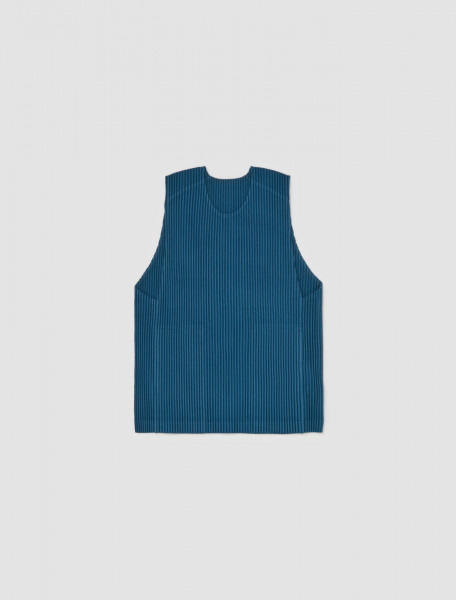 HOMME PLISSÉ Issey Miyake - Pleated Vest in Greyish Blue - HP38JE157-74