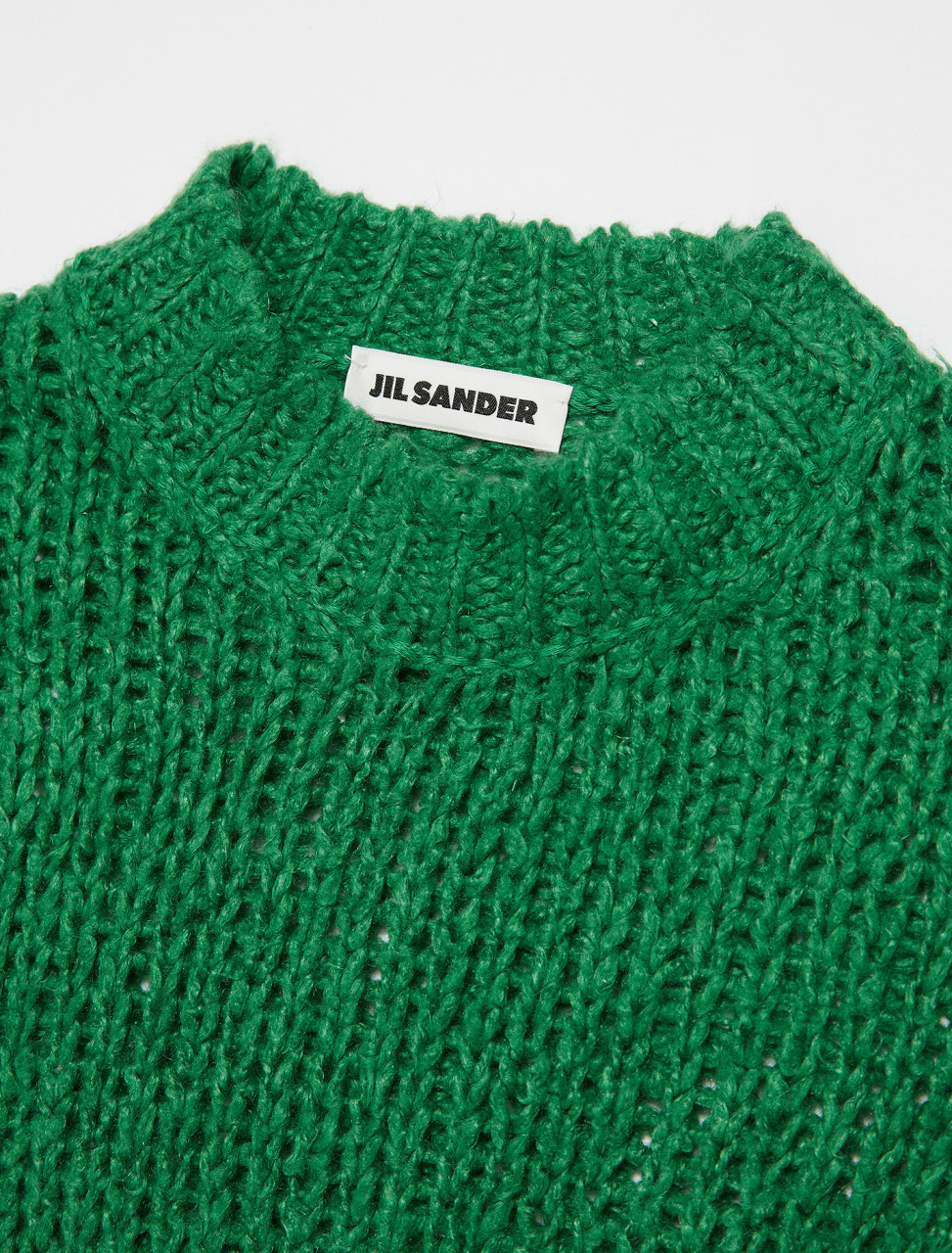 Jil Sander Chunky Textured Knit Sweater in Medium Green | Voo Store ...