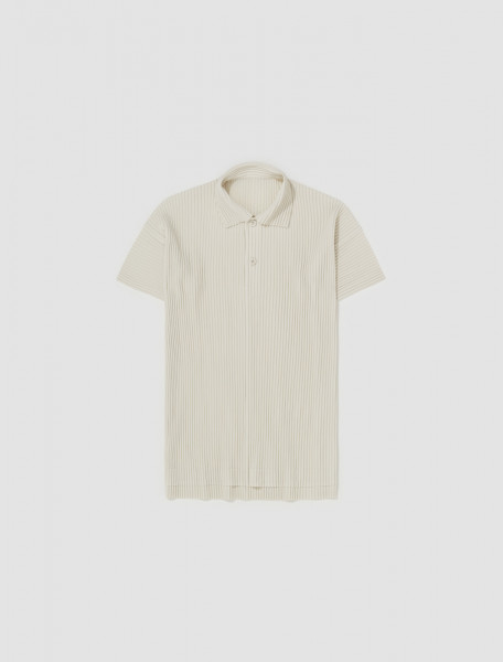 HOMME PLISSÉ Issey Miyake - Pleated Polo Shirt in Ivory - HP36JM122-03