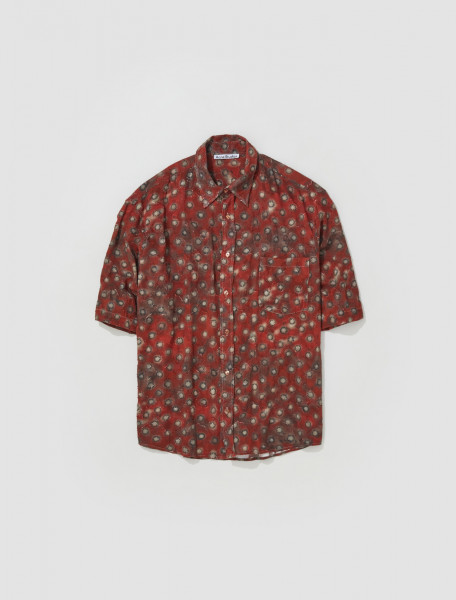 Acne Studios - Printed Button-Up Shirt in Dark Red - BB0519-DCK-FN-MN-SHIR000667