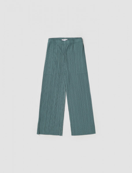 PLEATS PLEASE ISSEY MIYAKE   PLEATED TROUSERS IN SAGE GREEN   PP28JF12463