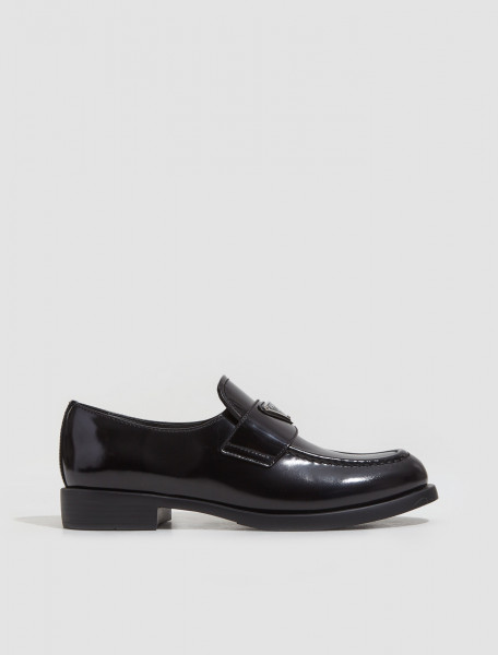 Prada - Brushed Leather Loafers in Black - 1D329N_ 055_F0002