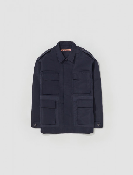 ACNE STUDIOS   CANVAS BUTTONED JACKET IN DARK BLUE   B90635 838 FN MN OUTW000817