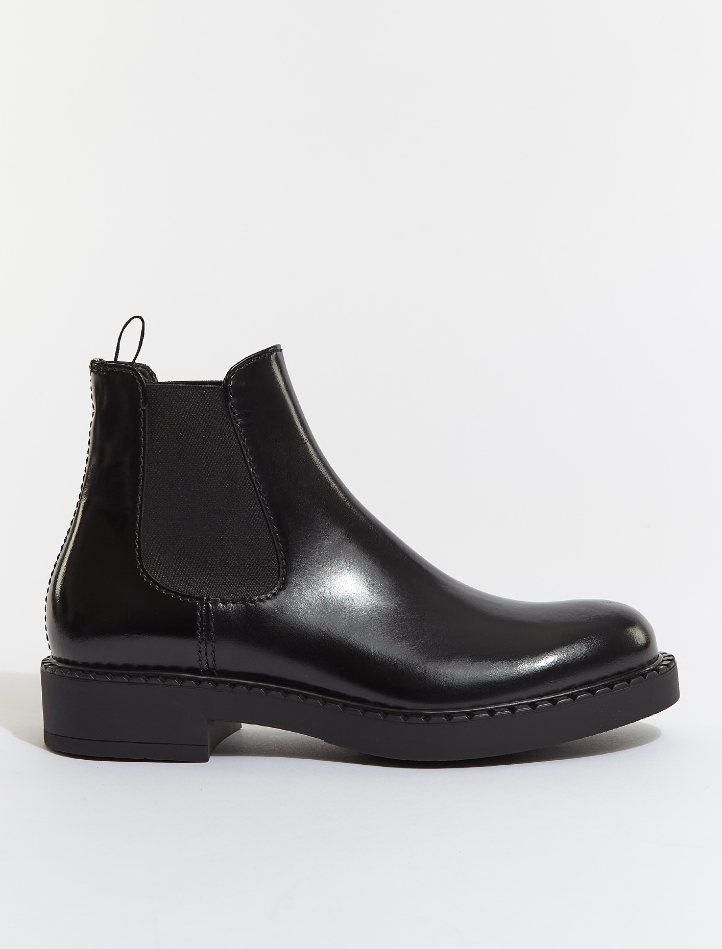 Prada Brushed Calf Leather Chelsea Boots in Black | Voo Store Berlin ...