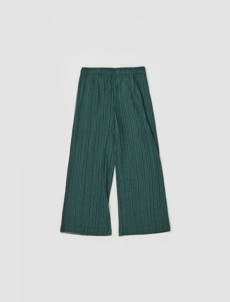 PLEATS PLEASE ISSEY MIYAKE   PLEATED TROUSERS IN DARK GREEN   PP28JF37269