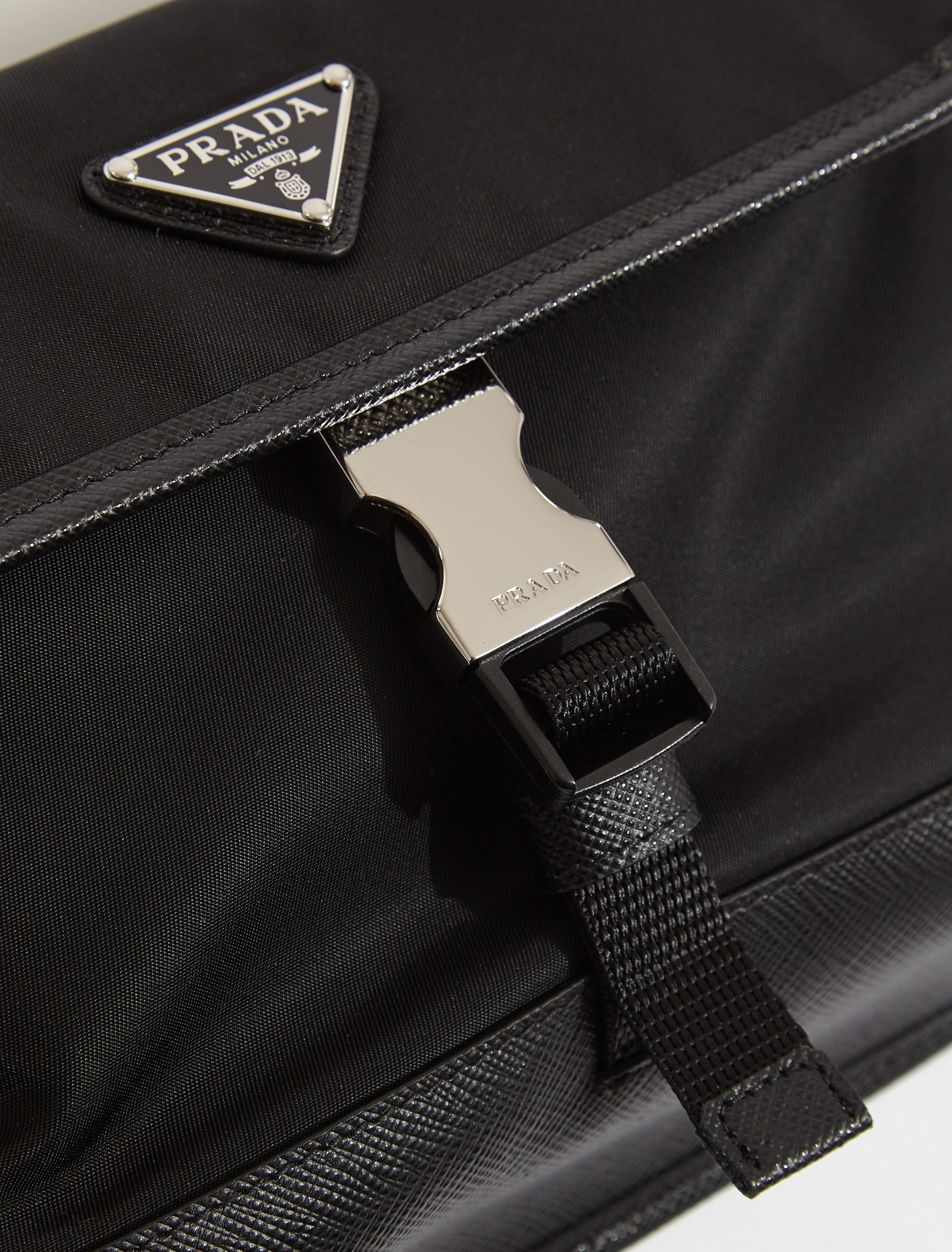 Prada Re-Nylon and Saffiano Leather Smartphone Case in Black | Voo