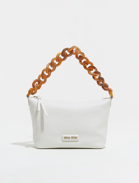 5BC104_2AJB_F0ZZC Miu Miu Handbag with Chain Handle in White