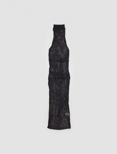 Ludovic de Saint Sernin - Fishnet Knit Turtle Neck Dress in Black - LDSS-AW22-KT14