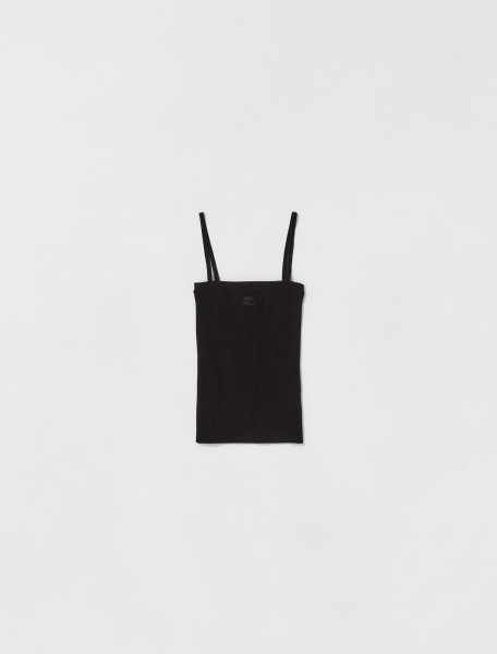 COURRÈGES   RIBBED KNIT TANK TOP IN BLACK   222MDE001FI0001 9999