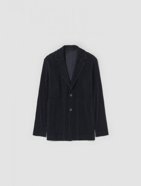 HOMME PLISSÉ Issey Miyake - Tailored Pleated Jacket in Black - HP38JD401-15