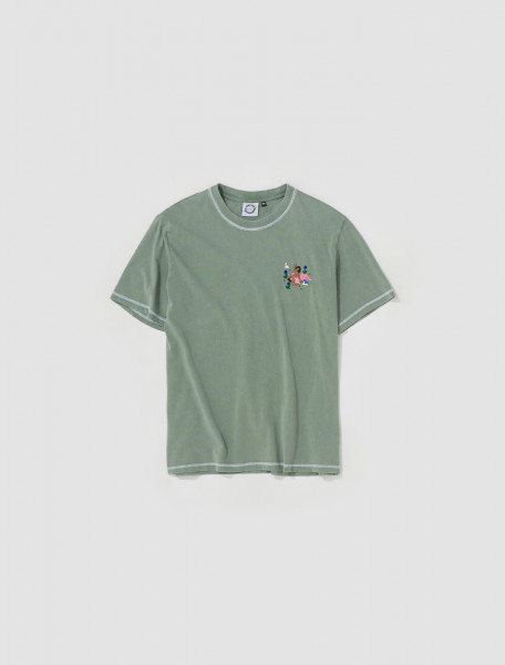 CARNE BOLLENTE   PUSSY PEONY T SHIRT IN WASHED GREEN   AW22ST0101