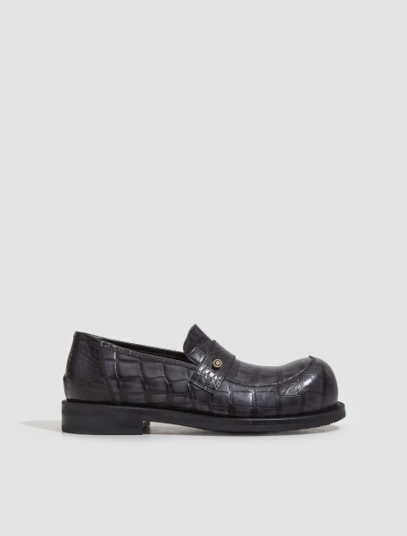 Martine Rose - Bulb Toe Loafer Extreme in Black Croc - MRAW231035-BLKCRO