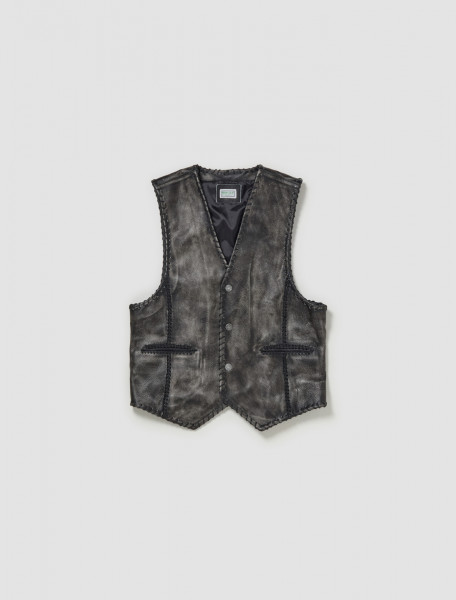 GUESS USA - Leather Vest in Jet Black - M4GH05L0U80