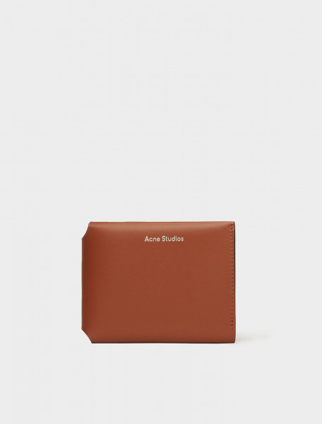 110-CG0097-ADS ACNE STUDIOS TRIFOLD CARD WALLET ALMOND BROWN
