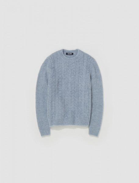 Raf Simons - Small Fit Cable Knit Crewneck Sweater in Light Blue - 231-M827-53002-0042