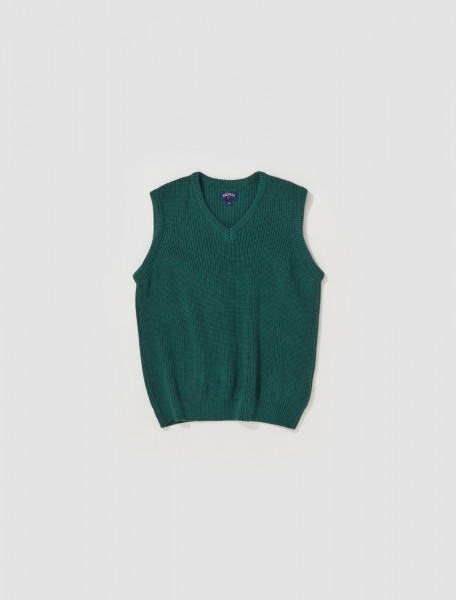 Noah - Shaker Stitch Cotton Sweater Vest in Green - SW039SS23GRN