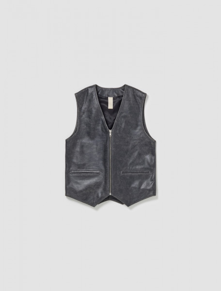Sunflower - Leather Vest in Washed Black - 6025