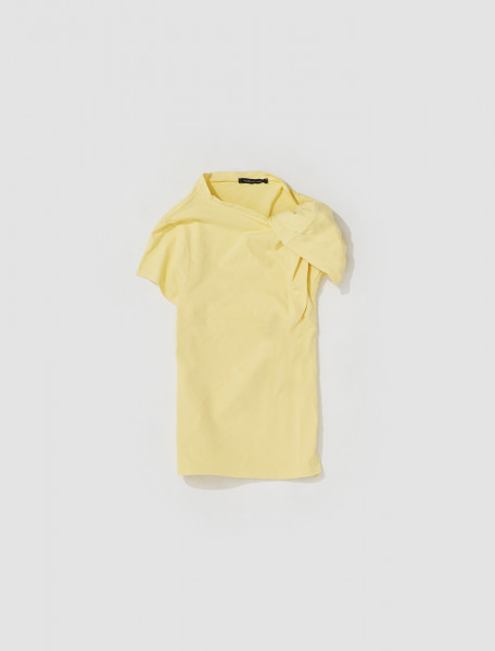 Twisted Off Shoulder T-Shirt in Yellow