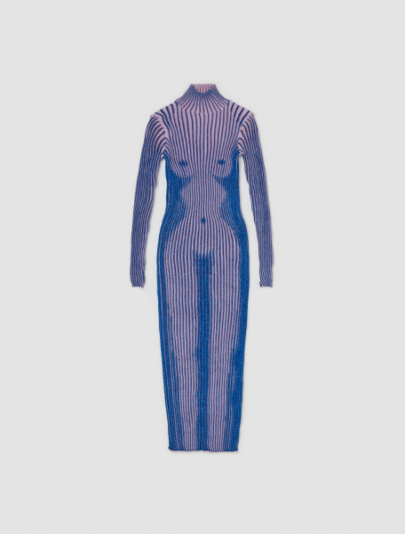 Jean Paul Gaultier - Long Sleeve Dress in Pink & Blue - 23 -15-F-RO078-M058-2150