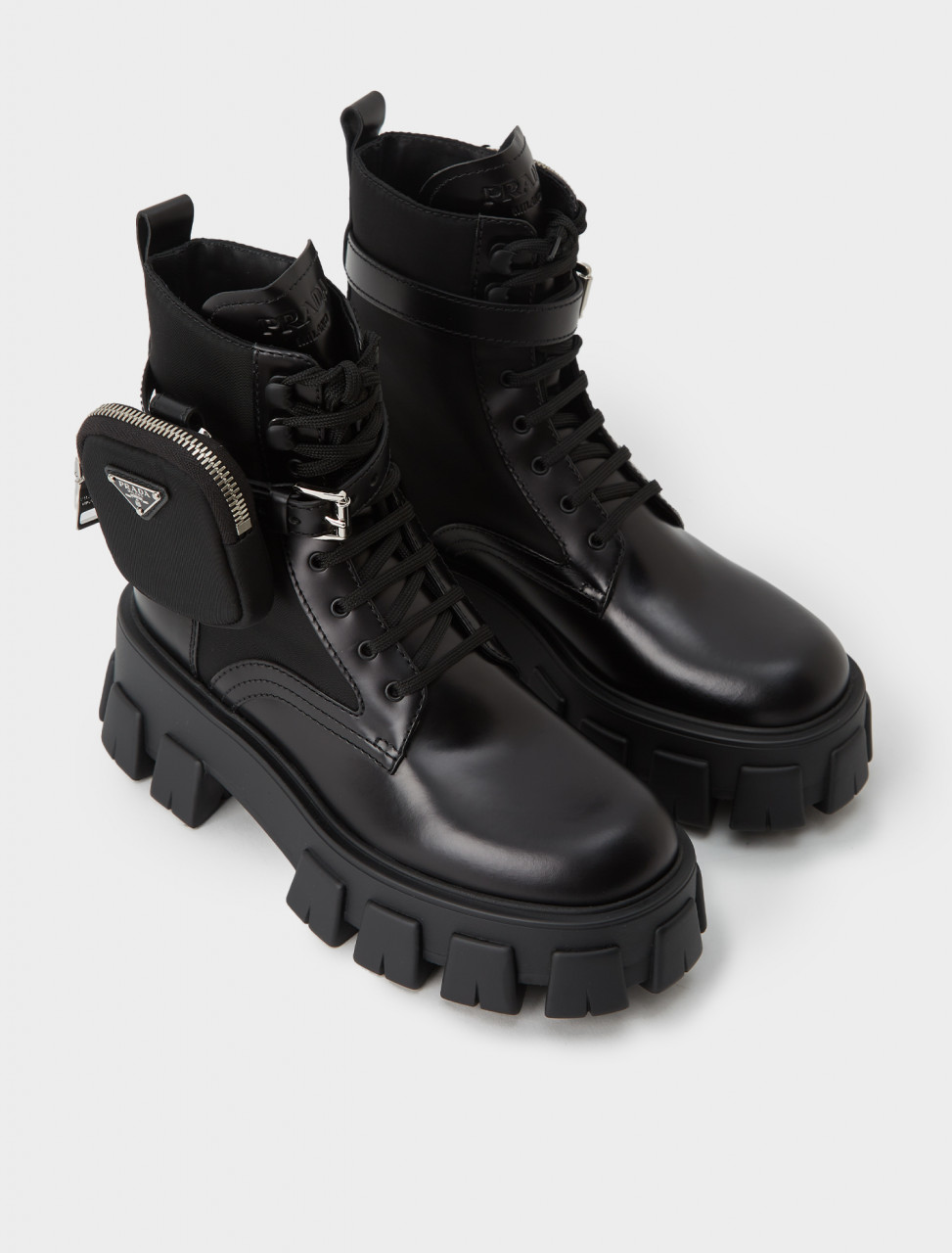 Prada Leather Combat Boots with Removable Nylon Pouch | Voo Store ...