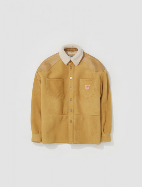 ACNE STUDIOS   SUEDE SHIRT JACKET IN STRAW YELLOW   B70108 ABP FN MN LEAT000191