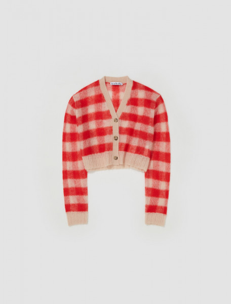 Acne Studios - Gingham Check Cardigan in Light Beige & Red - A60400-DD4-FN-WN-KNIT000524