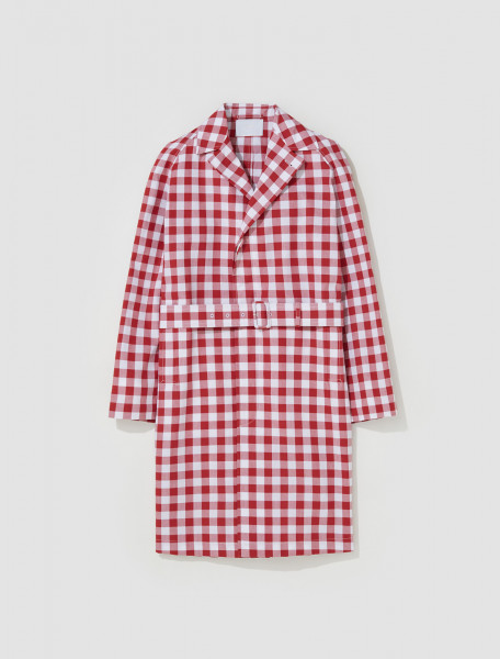 Prada - Checkered Cotton Coat in White and Red - SGC215_12OB_F0970