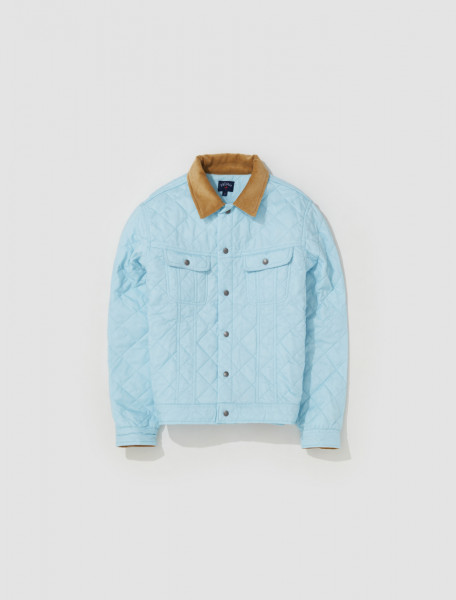 Quilted Trucker Jacket in Light Blue