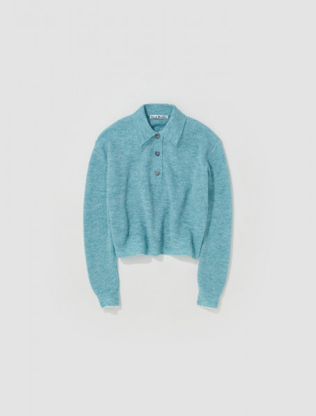 Acne Studios - Polo Knit Sweater in Aqua Blue - A60334-AAQ-FN-WN-KNIT000457