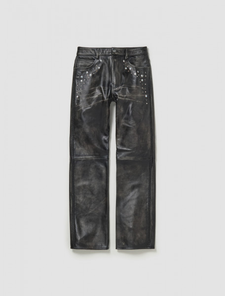 GUESS USA - Leather Flare Pants in Jet Black - M4GB23L0U80