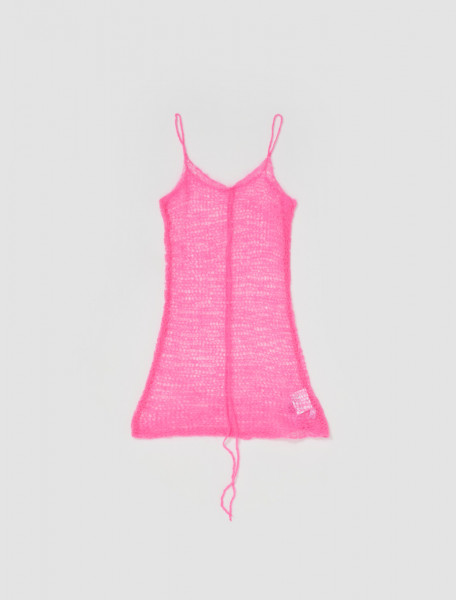 ERL - Mohair Crochet Slip Dress in Pink - ERL06O104
