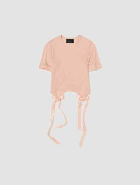 Simone Rocha - Easy T-Shirt with Bow Tails in Pale Rose - 5223_0571