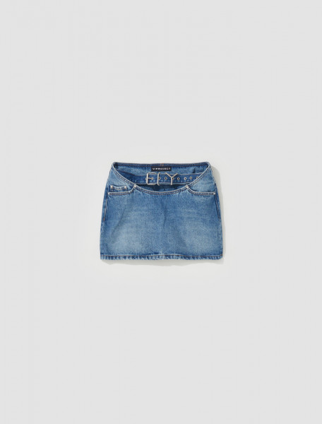 Y Project - Y Belt Arc Denim Mini Skirt in Faded Blue - WSKIRT76-S24-D14-FADED-BLUE