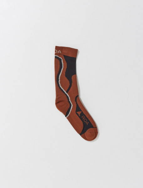 ROA - Short Socks in Rust & Black - RBU1010FA02-1226701