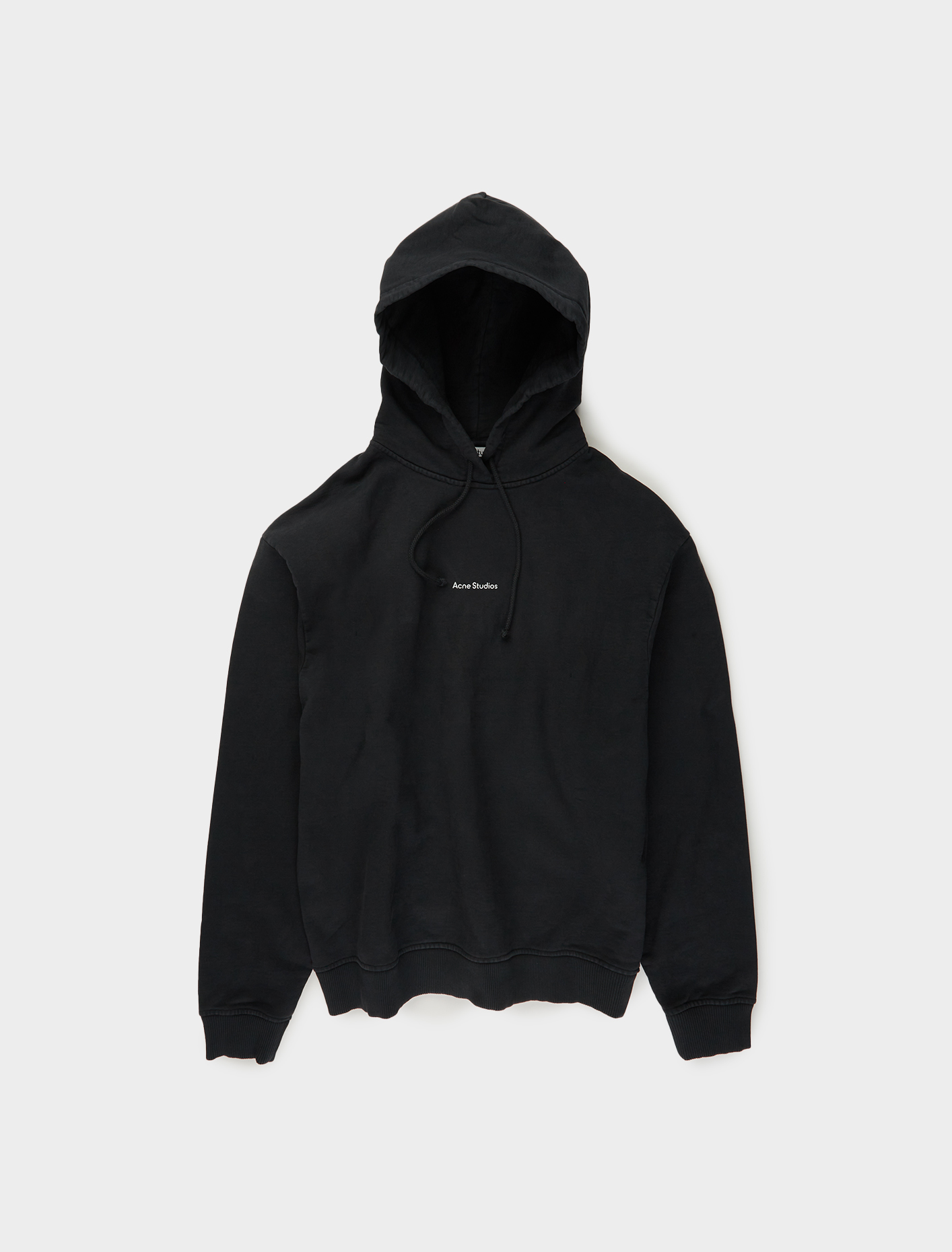 Acne Studios Logo Print Hooded Sweatshirt in Black | Voo Store Berlin ...