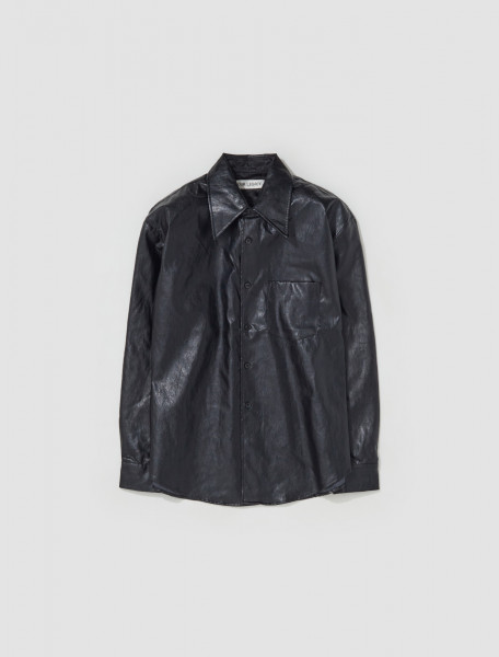 OUR LEGACY   COCO 70S SHIRT IN CAGEIAN BLACK FAKE LEATHER   M4222CB