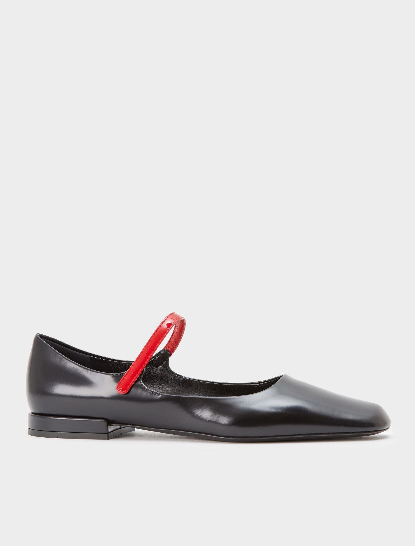 Prada Brushed Leather Ballet Flat with Red Strap | Voo Store Berlin ...