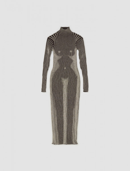 Jean Paul Gaultier - Long Sleeve Dress in Brown & Silver - 23 -15-F-RO078-M058-6091