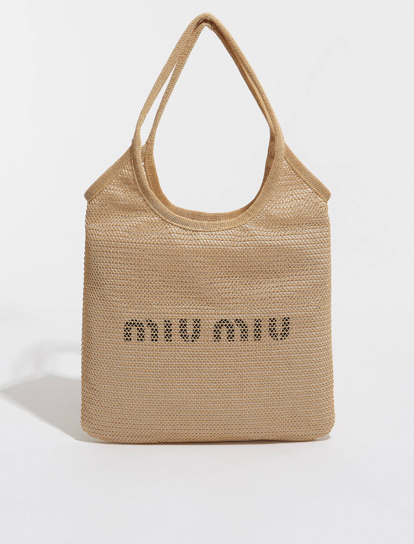 Raffia and Linen Tote Bag in Natural