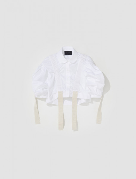 Simone Rocha - Cropped Puff Sleeve Shirt in White - 5138-0109-WHITE
