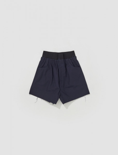 Raf Simons - Elastic Wide Denim Shorts in Dark Navy - 231-M330-10080-0044