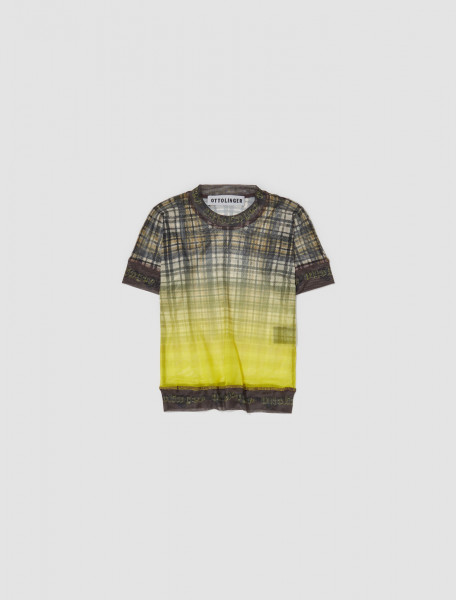 Ottolinger - Mesh T-Shirt in Yellow Plaid - 100118