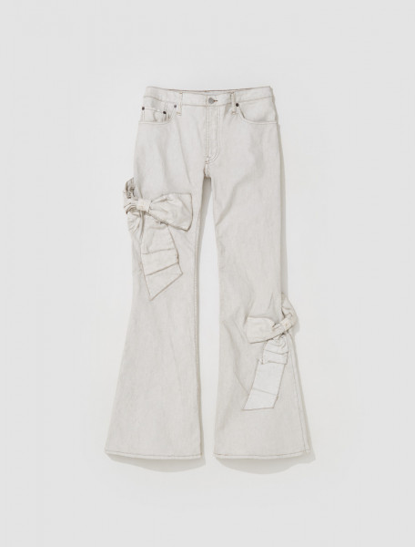 Acne Studios - Bow Denim Trousers in White and Brown - AK0650-AO0-FN-WN-TROU001008