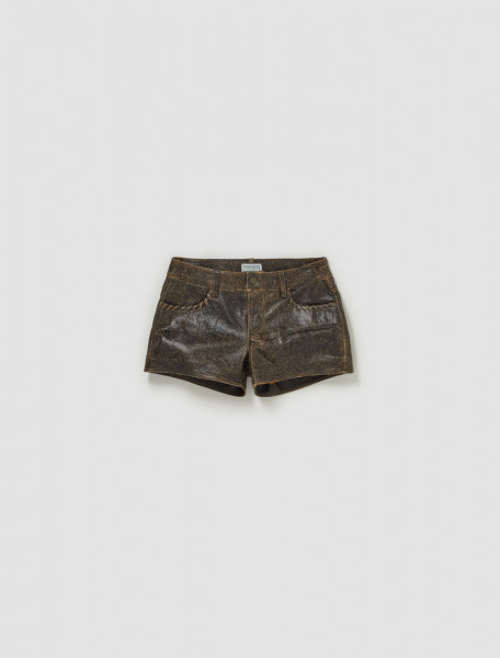 GUESS USA - Crackle Leather Micro Shorts in Amos Brown - W4GD09L0U60
