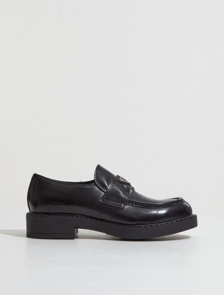 Prada - Brushed Leather Loafers in Black - 2DE127_055_F0002