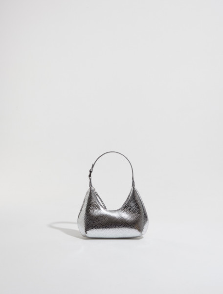 By Far - Baby Amber Flagstone Leather Bag in Silver - 23CRBASSVFLGSMA