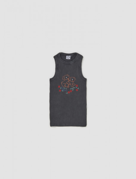 Carne Bollente - Dogmination Tank Top in Washed Black - AW23TT0101