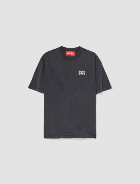 032c - "Kepler" System American-Cut T-Shirt in Faded Black - FW23-C-1001