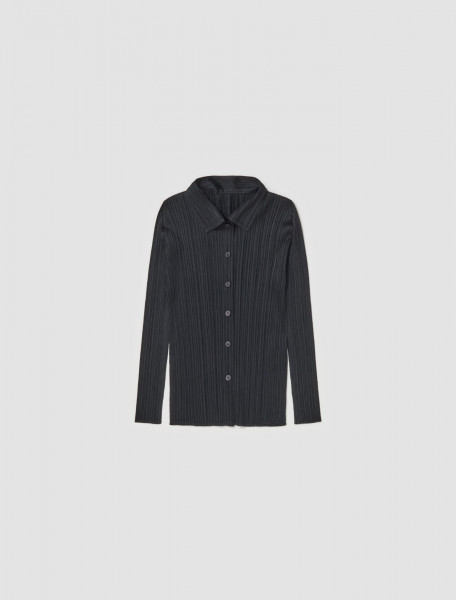 PLEATS PLEASE Issey Miyake - Pleated Button-Up Shirt in Black - PP39JJ105-15